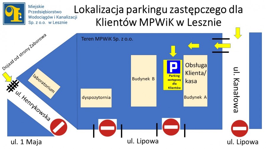 Lokalizacja parkingu zastępczego dla Klientów MPWiK w Lesznie kopia